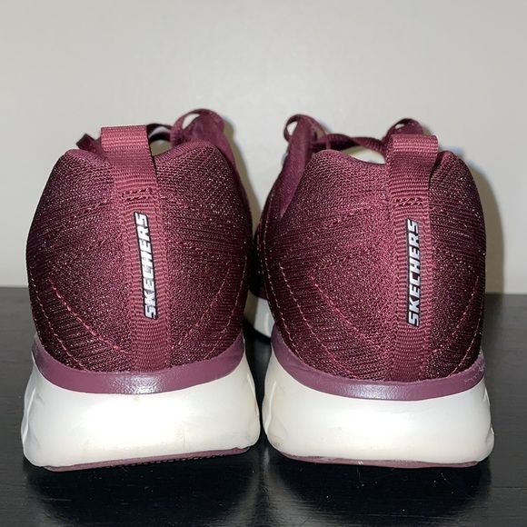 Skechers Dual-Lite Lite-Weight Memory Foam Maroon/Wine Slip On Sneakers. 10 - Picture 3 of 12